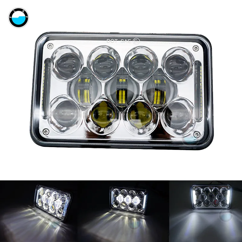 1 pcs Chrome 4x6 дюймов 60 Вт светодиодный фары DRL для Peterbil Kenworth Freightinger Ford Probe Chevrolet Oldsmobile - Цвет: 1 pcs Chrome