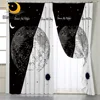 BlessLiving Earth Print Window Curtains Black White Celestial Bedroom Curtains Moon and Sun Living Room Curtains rideaux 1PC 1