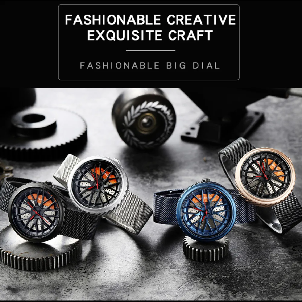Кварцевые часы уникальный дизайн автомобиля вращение на 360 градусов с скелетом