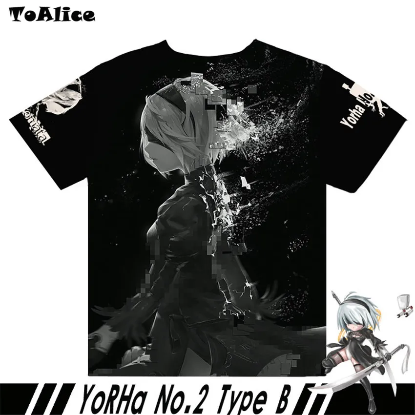 2 Тип бренд Игры НИР: автоматы полные Графические футболки YoRHa No.2 B Косплэй принт