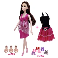 11 5 inch body joint pregnant woman barbies doll doll shoes dress 4 small baby children toy doll accessories