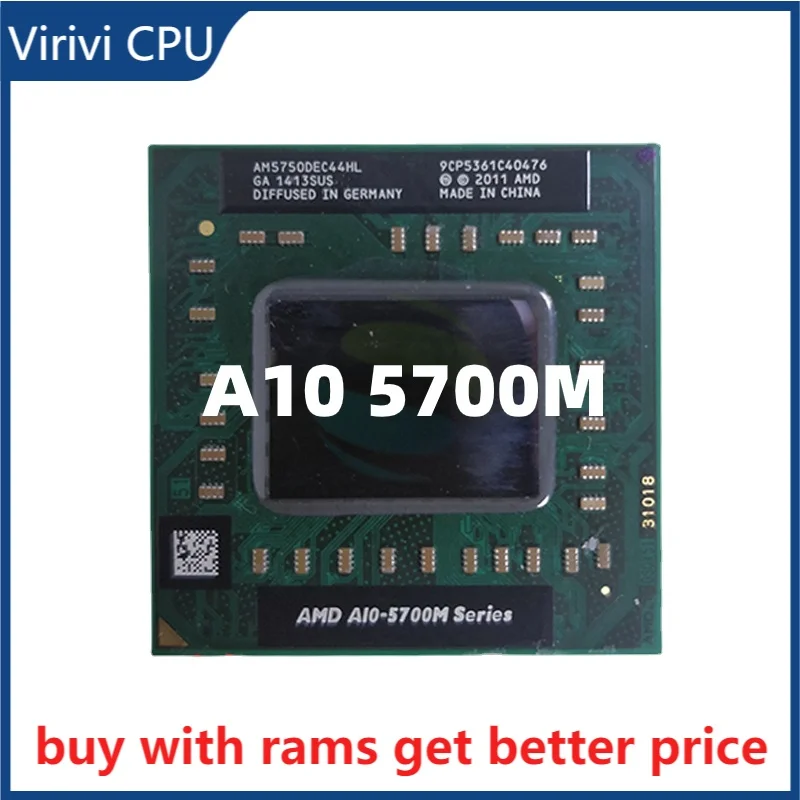 

AMD laptop A10 5700M Series A10 5750M A10-5750m AM5750DEC44HL Socket FS1 CPU 4M Cache/2.5GHz/Quad-Core processor GM45/PM45