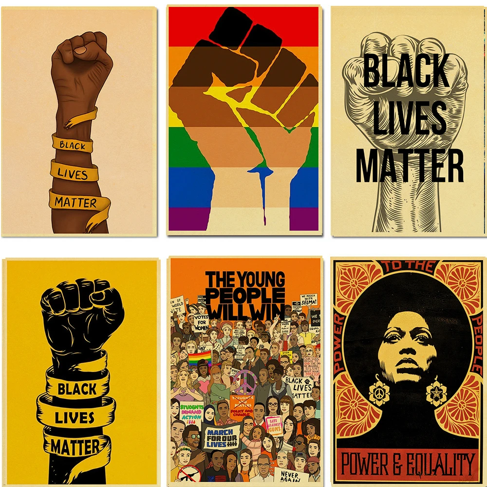 

Modern Black Lives Matter Retro Posters Art Movie Painting Wall Art Print Canvas Modular Pictures For Living Room Home Decor