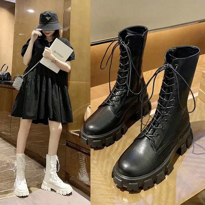 

2022 New Short Tube Martin Boots Female Handsome Motorcycle Boots Casual Wild Snow Boots Autumn and Winter Short Boots for Women
