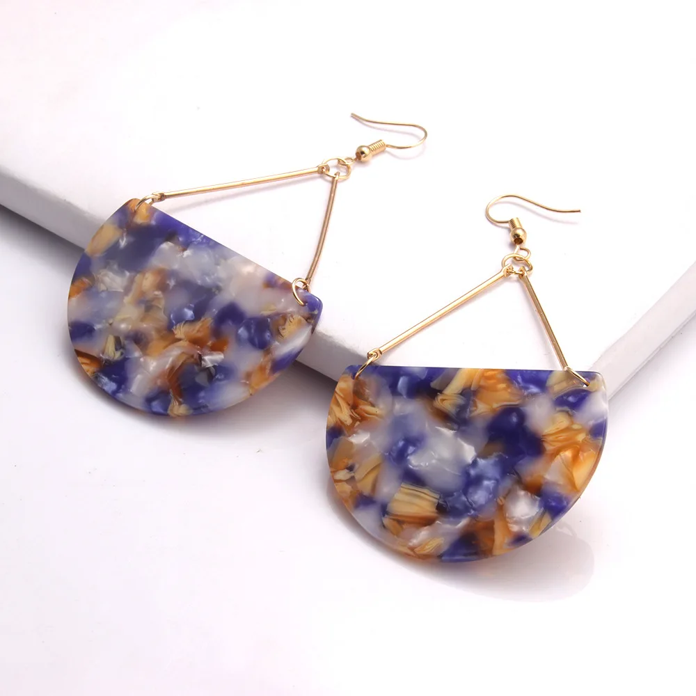 

European and American fashion personality exaggerated earrings semicircle acetate acrylic board women's stud earrings drop