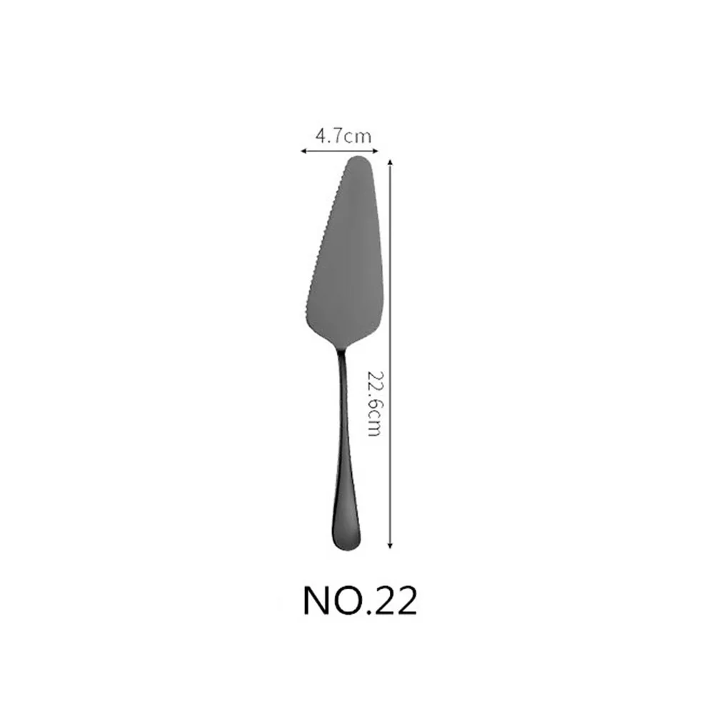NO.22 Cake Knife 1/5 шт Лидер продаж Черный Комплектная посуда столовые ножи вилки и ложки в западном стиле кухонная посуда Нержавеющая сталь домашний праздничный набор столовой посуды - Цвет: NO.22 Cake Knife