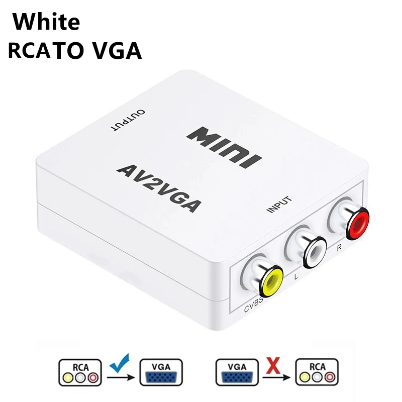Преобразователь Jillway VGA в RCA HD Мини 1080P совместимый с 3RCA аудио и видео боксом AV