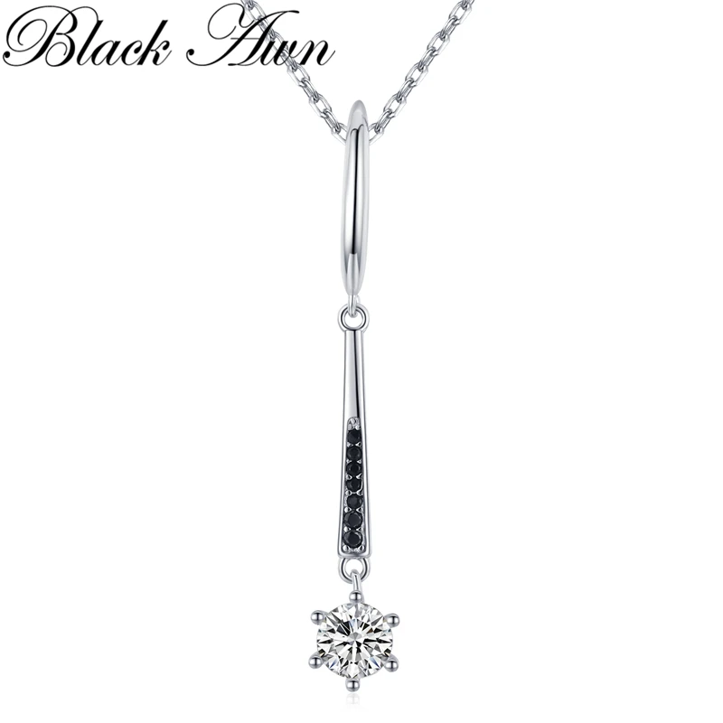 Черное ожерелье AWN из натурального серебра 100% пробы ожерелье-слайдер 925 Женские