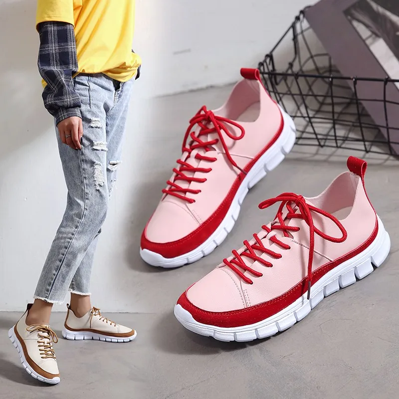 Кроссовки женские на шнуровке дышащие платформе спортивная обувь для бега Valcanize