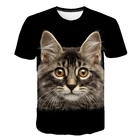 Футболка с коротким рукавом и принтом в виде кота для мальчиков и девочек