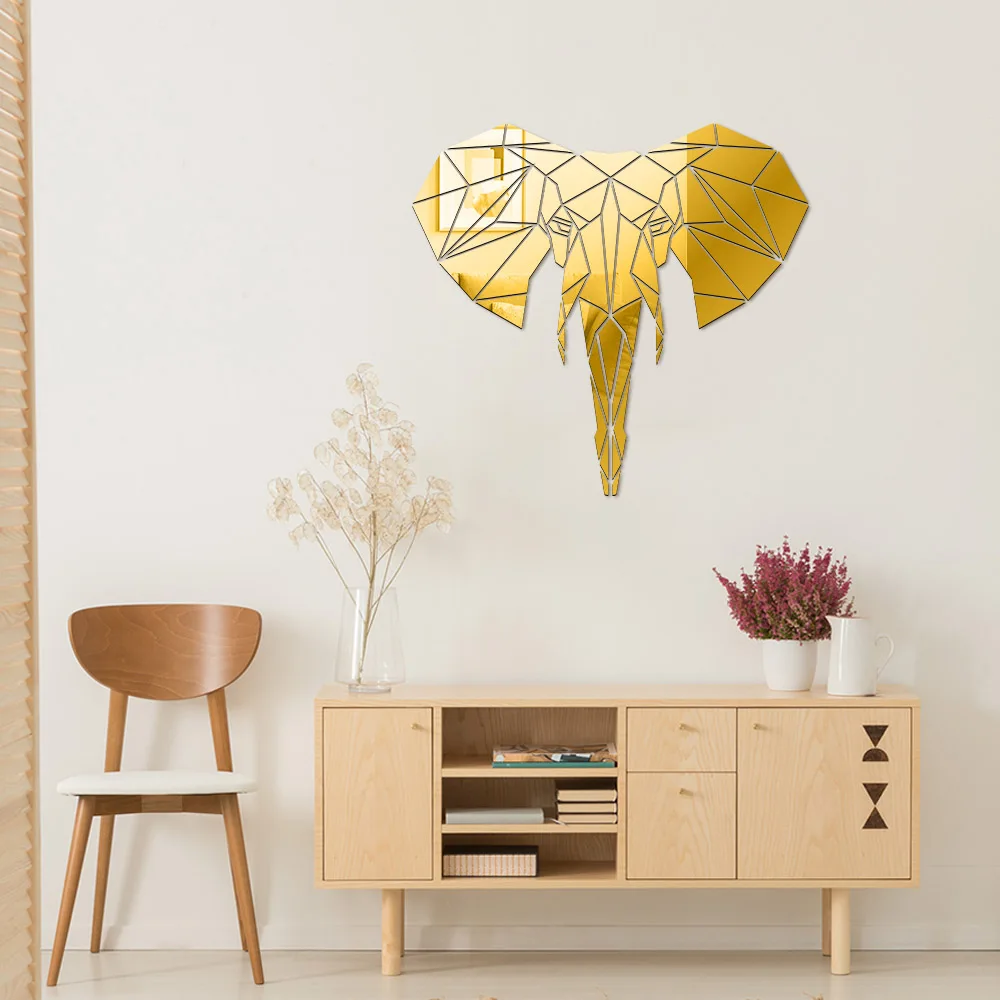 Акриловые зеркальные настенные наклейки в виде слона дикой природы животных