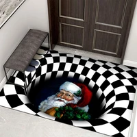 new black and white lattice clown trap visual carpet living room bedroom coffee table mat 3d geometric stereo illusion mat