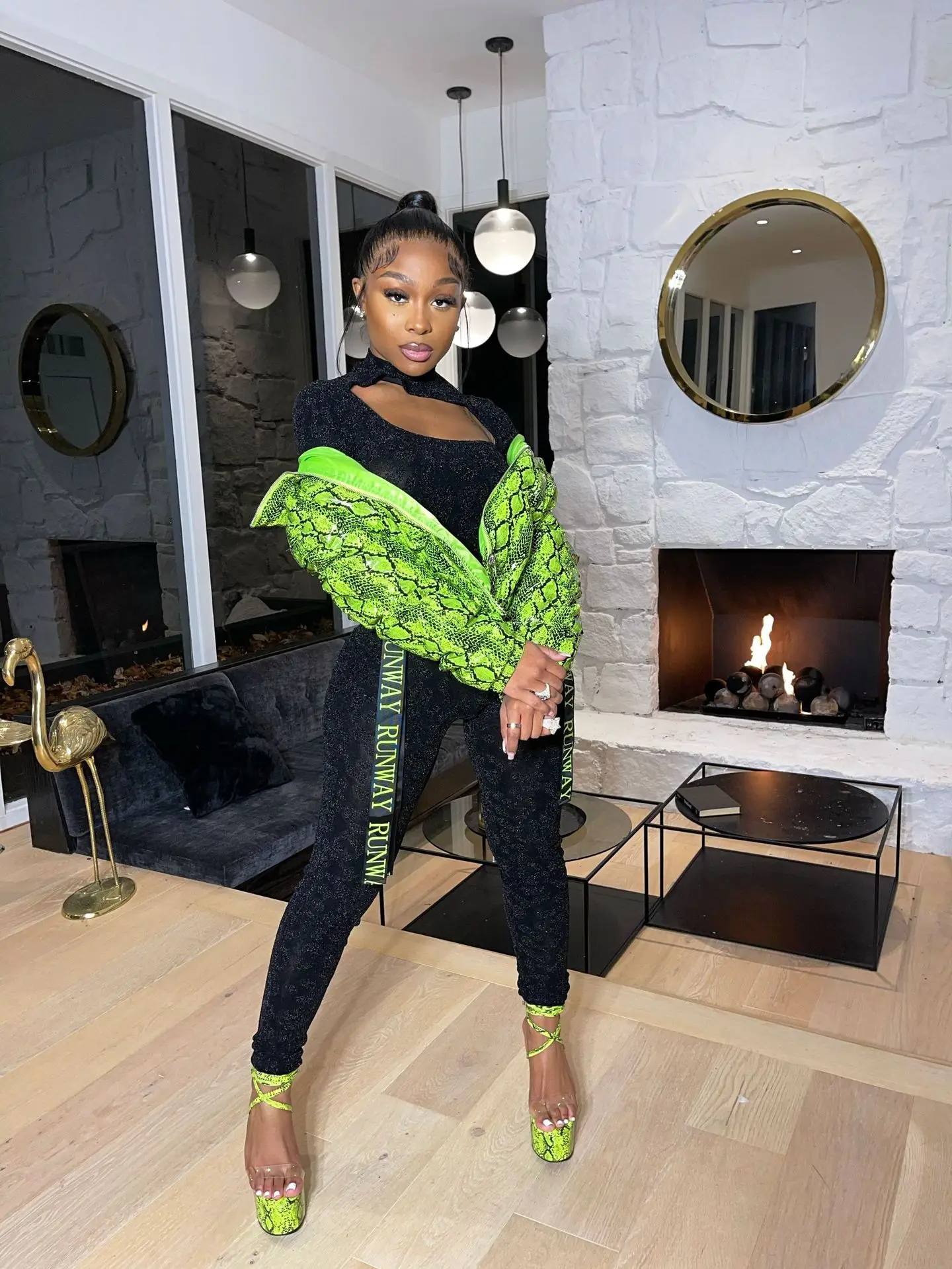 

RT Casual Women Jumpsuits Long Sleeve Turtleneck Zippers High Elasticity Glossy Bodysuit Skinny Leopard Outdoor Wear