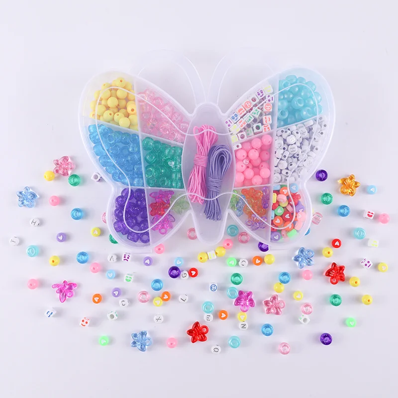 

Butterfly Pony Beads For DIY Jewelry Making Creative Handmade Bracelet Necklace Accessories Sets For Children 2022 Wholesale New