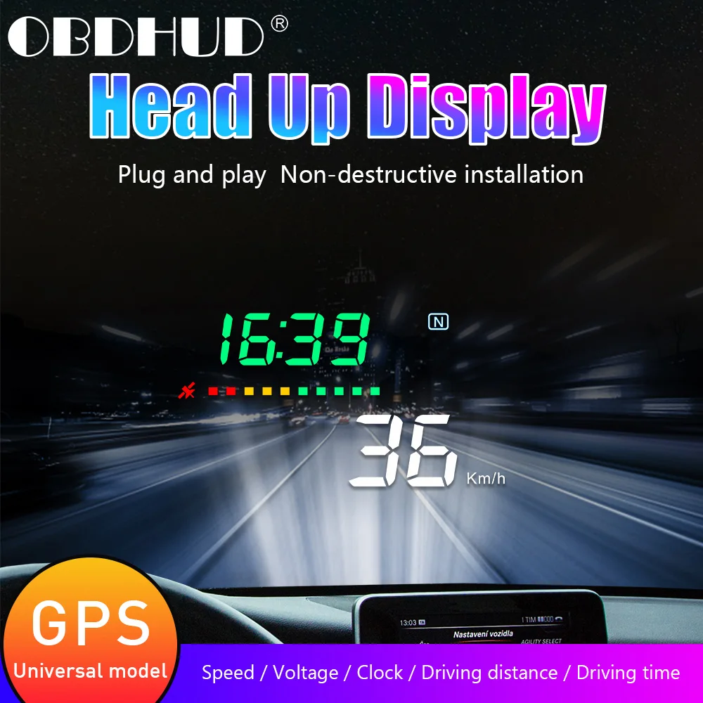 

A3 GPS System Speedometer HUD Head Up Display Suitable For All Car Universal Voltage Driving Digital Speed Alarm MPH KMH