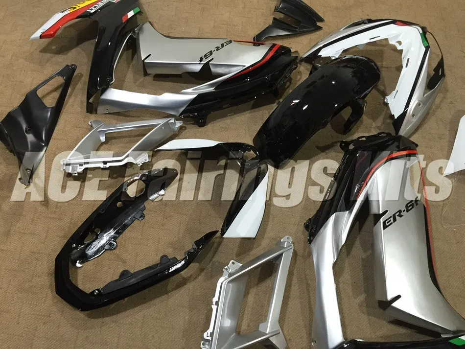 Легко Установка ABS Обтекатели комплект подходит для Kawasaki Ninja 650R ER-6F для детей возрастом 12, 13, 14, 15, 16 650 ER6F 2012 2013, серебристый, красный цвета