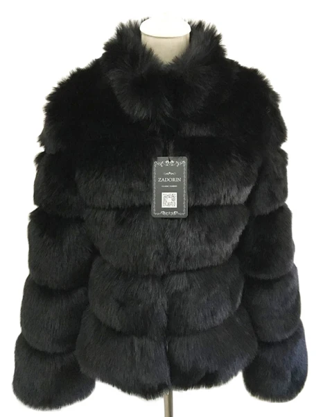 

KALENMOS Fashion Winter Coat Women Thick Luxury Faux Fox Fur Coat Plus Size Stand Collar Long Sleeve Faux Fur Jacket fourrure