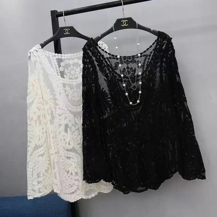 Белый кружевной купальник летнее женское Прозрачное платье с цветочным принтом