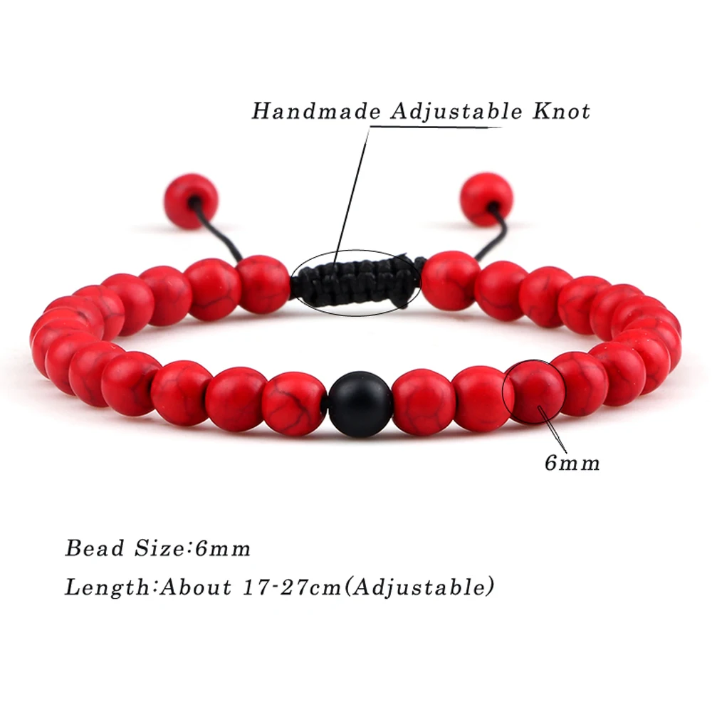 2pcs/set Red Beaded Bracelets Natural Tiger Eye Stone Rock Strand Handmade Braided Rope Bracelets&Bangle Women Men Charm Jewelry images - 6