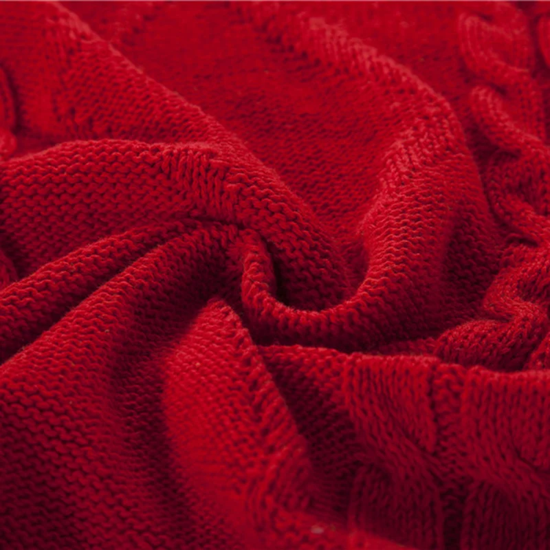 

YIRUIO Brand Rhombus Twist Blanket Contracted Style Thick Cotton Knitted Sofa Bed Throw Blanket Red Wine Home Decor Bedspread