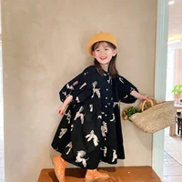 8354 baby girl clothes colorful horse print dress 2021 autumn new korean printed cotton baby girl loose dress party dress