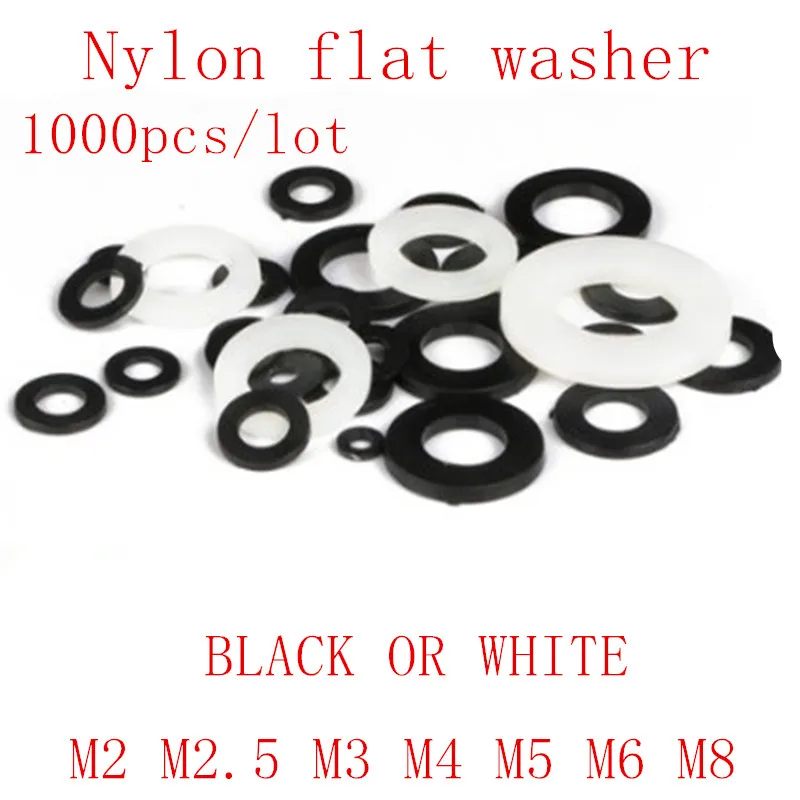 

1000pcs Wholesale m2 m2.5 m3 m4 m5 m6 m8 m10 black or white nylon plastic washer Gasket Ring