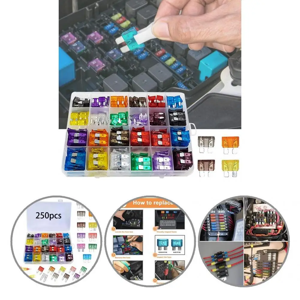 

Useful Blade Fuses Medium/Mini Durable Practical 2 Sizes Blade Fuses Fuses Fuses Insert 250Pcs