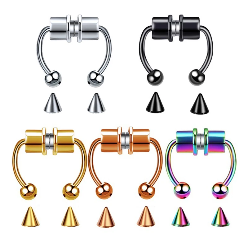 

Fake Piercing Nose Ring Septum Rings for Women Stainless Steel Magnet Septum Rings Goth Punk Body Hip Hop Body Jewelry Gifts