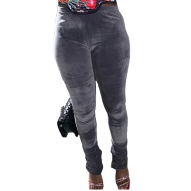 

ZKYZWX Sexy Golden velvet Thick Warm for Women Fall Winter Clothing High Waisted Trousers stacked sweatpants Casual Pants