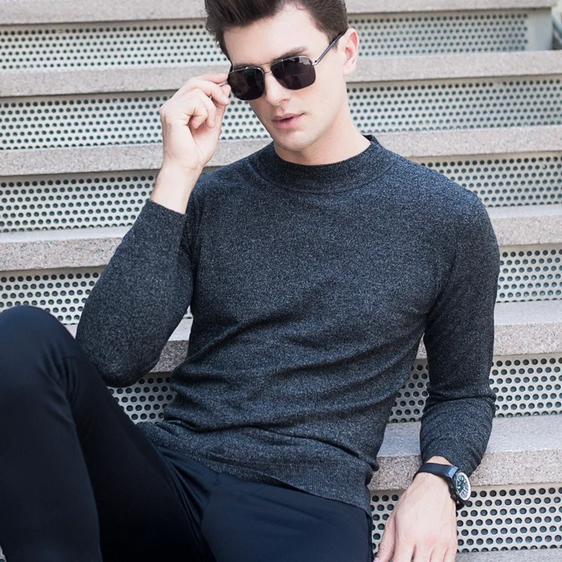 100% Wool 8 Colors Solid Men Winter Sweater Cashmere Soft Breathable O Neck Slim Fit Knitting Pullover Male Casual Sweaters XXL | Мужская