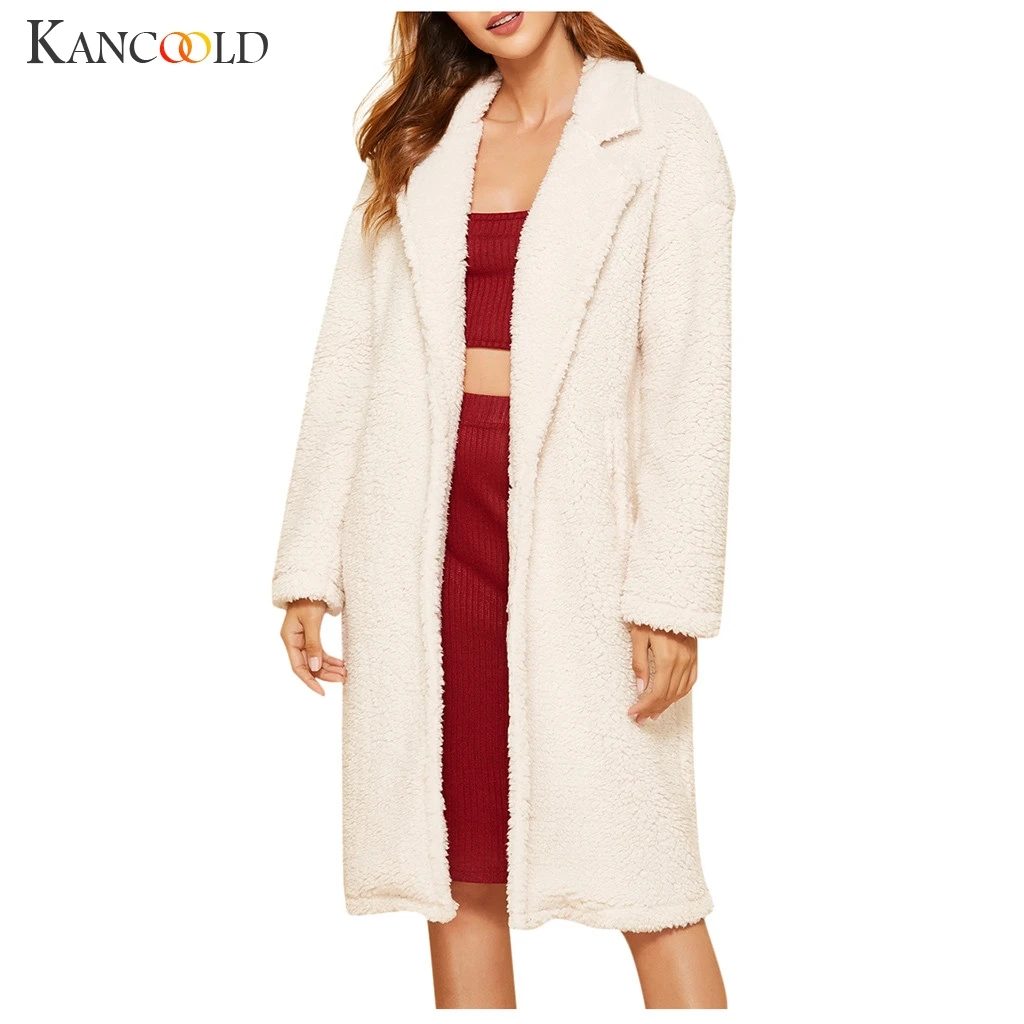 Женское зимнее шерстяное пальто KANCOOLD длинное с длинными рукавами и круглым