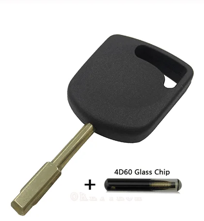 shell and glass chip Okeytech для Ford Mondeo Focus Transit Escort KA XJ8 ключ зажигания с транспондером оболочки со стеклом/углеродом 4D60 чип FO21 лезвие - Цвет: shell and glass chip