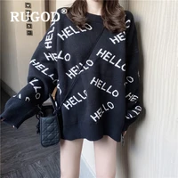2020 hello sweater for women korean style o neck letter print long sleeved fashionable sweaters oversized knitted tops
