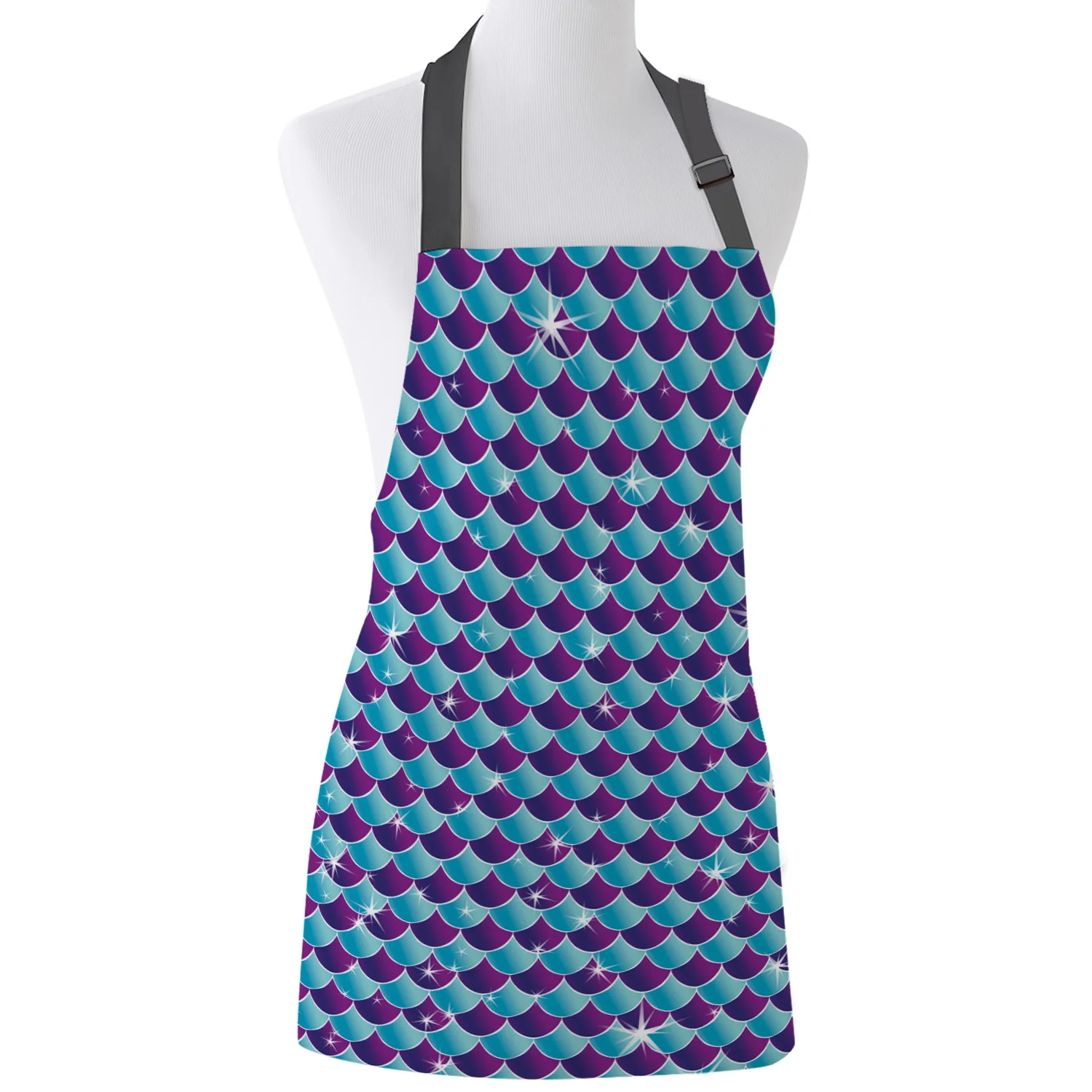 

Ocean Mermaid Scales Print Apron Print Unisex Kitchen Bib with Adjustable Neck for Cooking Gardening