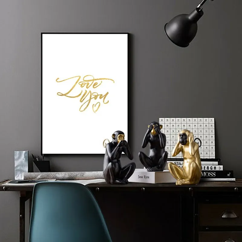 

Simulation Three Wise Monkeys Statue Colophony Crafts Home Furnishing Buddhism Animal Purely Manual, Art, Crafts Living