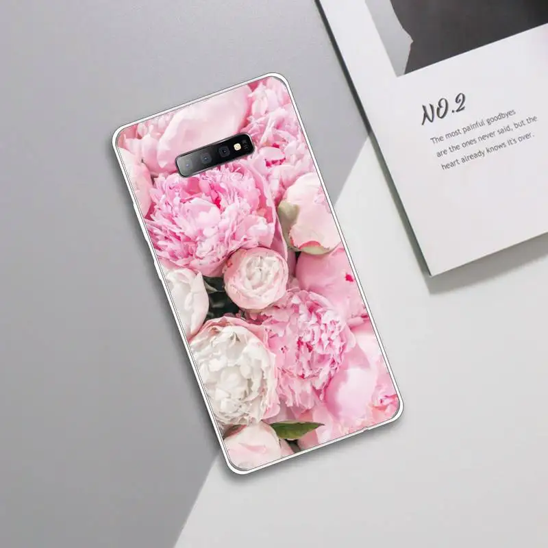 

Pink Purple Peony Flower On the Vase Phone Case Transparent For Samsung Galaxy S A 5 7 8 9 2015 20 edge plus 10 e lite 2019
