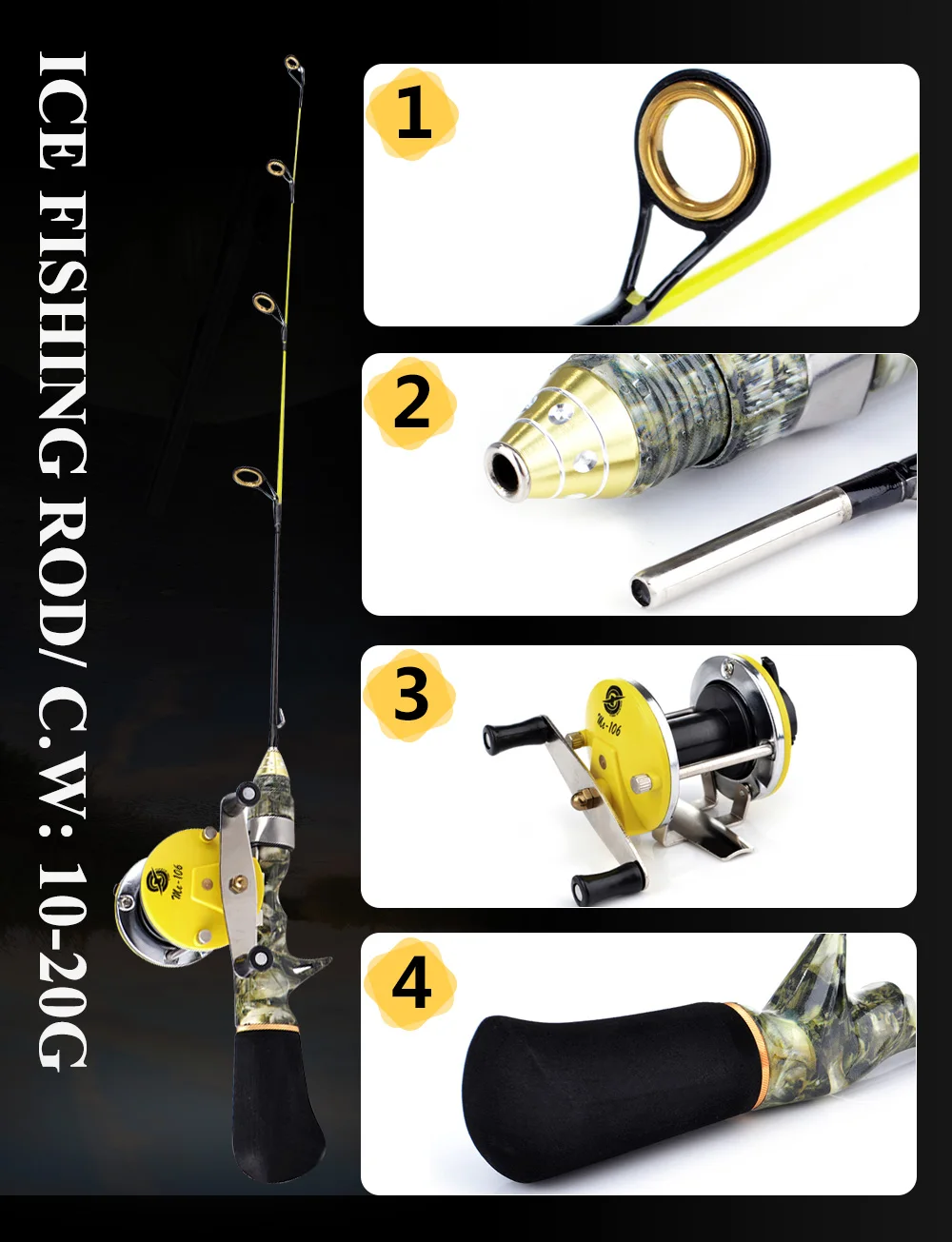 FISH KING, 50 см, 60 см, зимняя удочка для подледной рыбалки, 3,6: 1, катушка для подледной рыбалки, С. В., 10-20 г, удочка для зимней подледной рыбалки