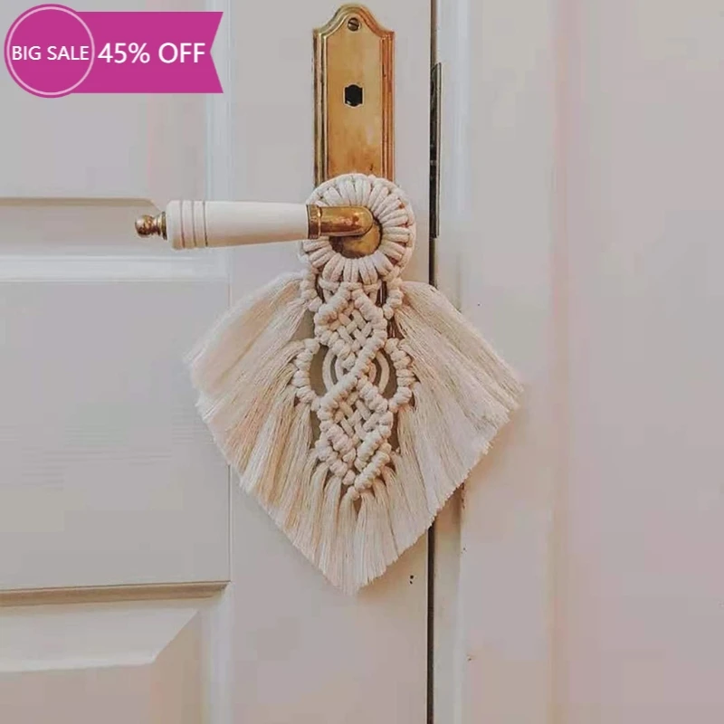 

1 Pack Macrame Wall Hanging Feather Boho Chic Woven Leaf Tassels Decoration Cotton Ornaments Living Room Bedroom Decor