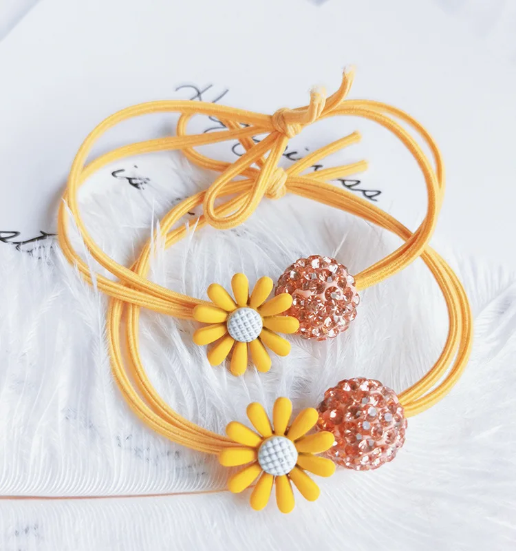 Цветочные Стразы эластичные резинки для волос веревка девочек конский хвост