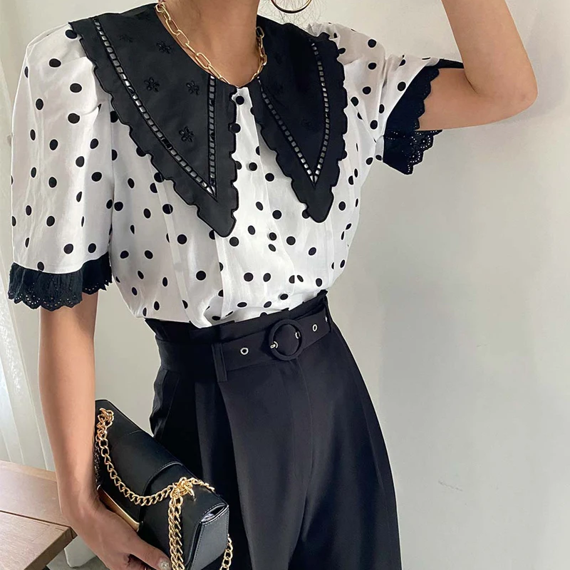 

Alien Kitty 2021 New Summer Sweet Lace Basic Elastic Hot Sale Slim All Match Fashion Short Sleeves T-Shirts Office Lady