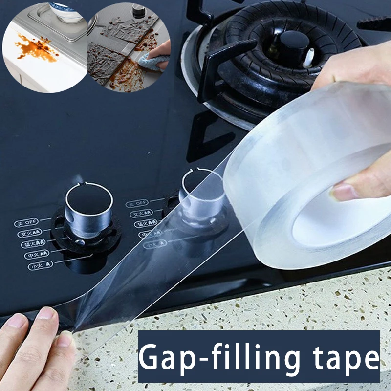

0.5m/1m/3m/5m Bathroom Gap Kitchen Gap-Filling Tapes Stickers Sink Kitchen Pool Transparent Tape Nano Waterproof Mildew Proof