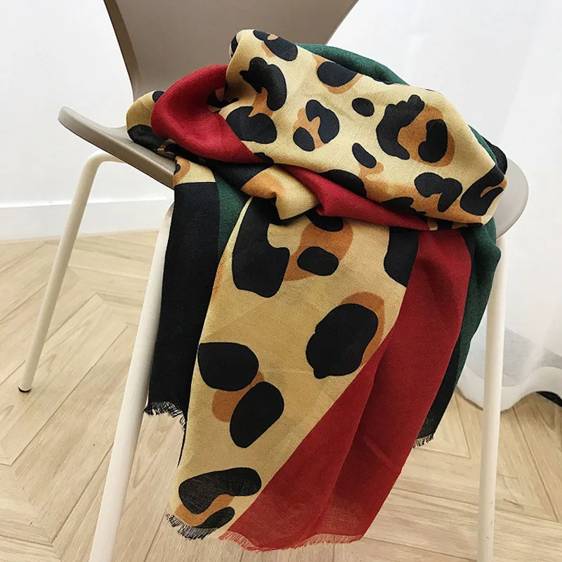 Зимний шарф с животным принтом leopardo echarpe femme шейный платок Леопардовый