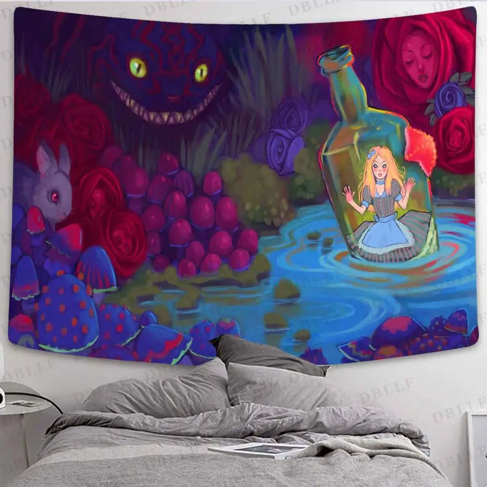 

Mushroom Forest Tapestry Fairy Tale Psychedelic Forest Art Wall Hanging Tapestries for Living Room Home Dorm Decor