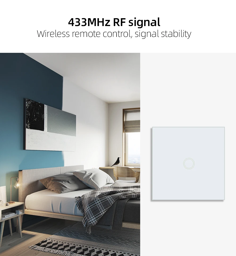 86 Тип TISHRIC T433 RF 433mhz панель настенный пульт дистанционного управления с сенсорным управлением светодиодный светильник работает с Sonoff T1/T2/T3/TX/RF/4CH PRO R2 умный дом