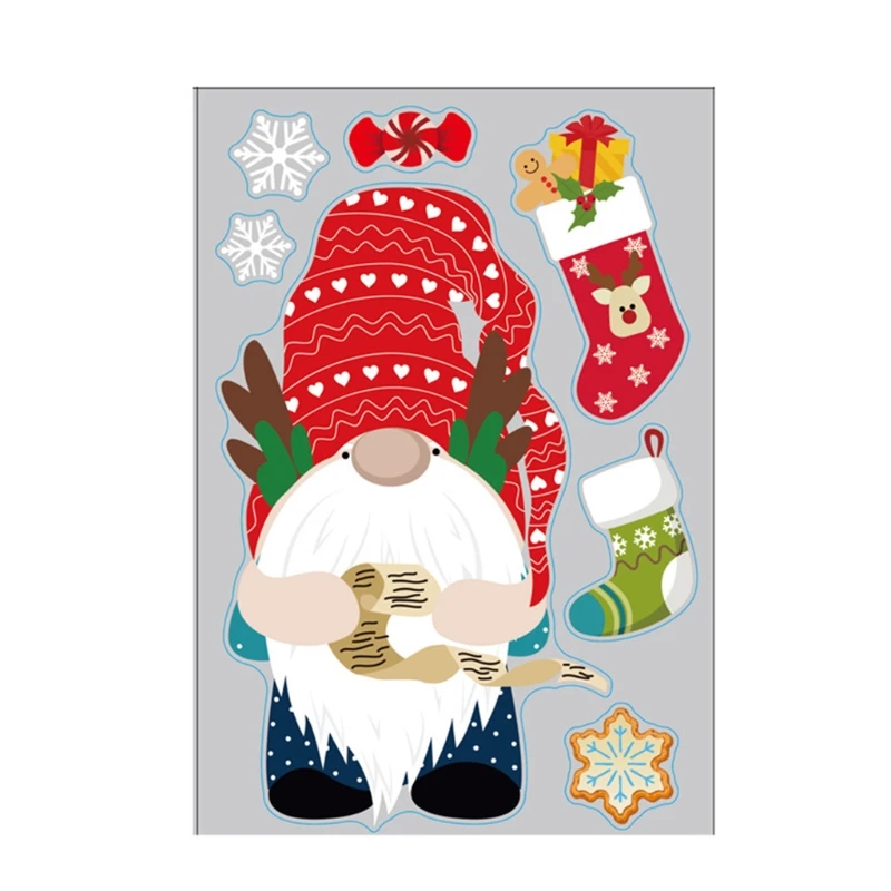 

8pcs Christmas Decorations Gnome Tomte Wall Sticker Window Decals DIY Wallpaper H3CC
