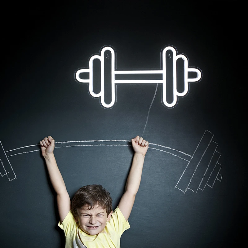 Wanxing неоновая штанга гантели вывеска для спортзала 3 цвета настенный неоновый