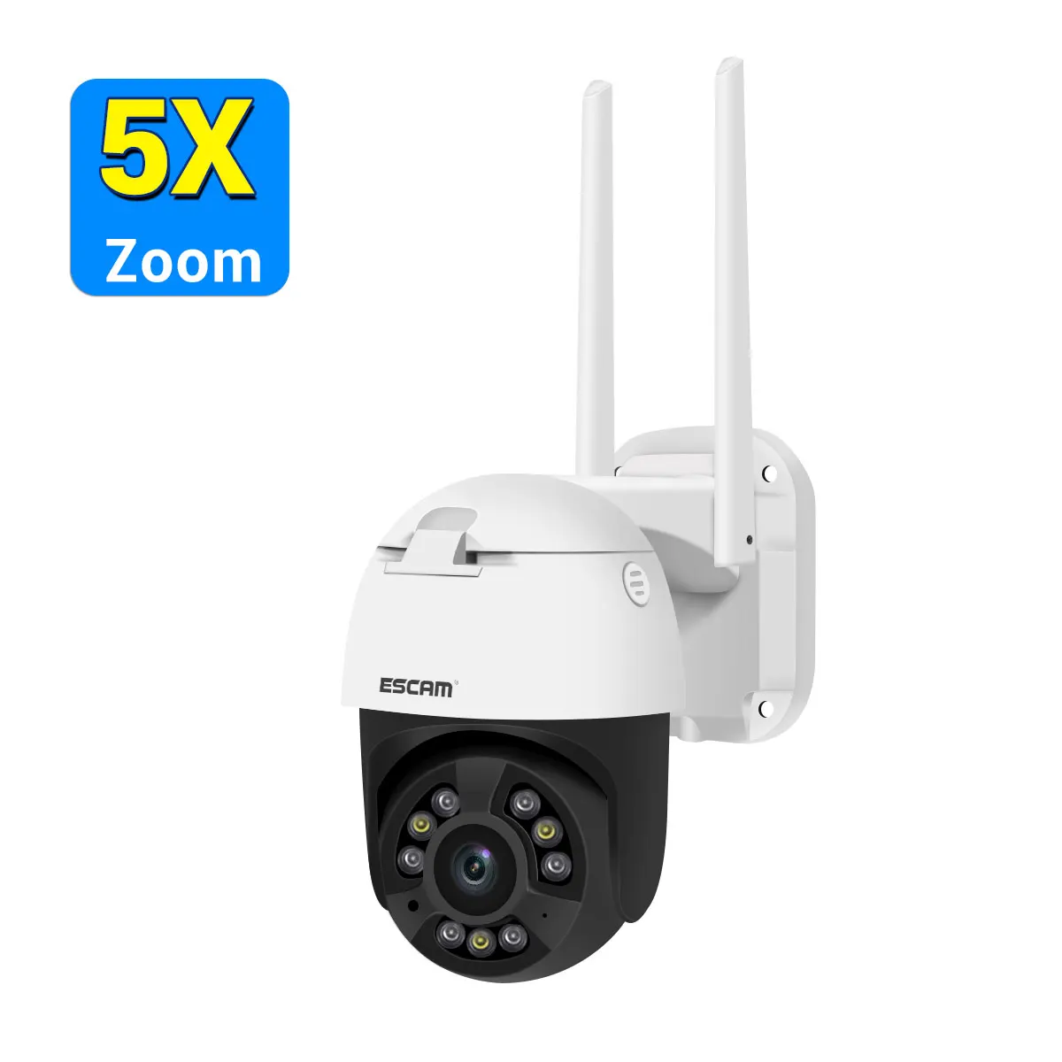 Best ESCAM – caméra de surveillance extérieure PTZ IP (QF558), dispositif de sécurité domestique sans fil, avec ia, Vision nocturne, couleur, 5mp, interphone pour bébé, application iCsee