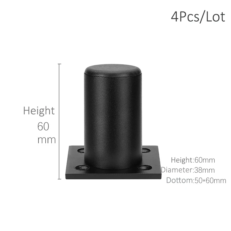 Height 6cm - Black Утолщенные Регулируемые Алюминиевые ножки для мебели, ножки для шкафа 6-30 см, подставка для шкафа телевизора, ножки для ванной комнаты, ножки для дивана, набор из 4 предметов - Цвет: Height 6cm - Black