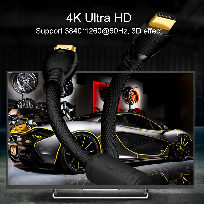 SAMZHE 4K HDMI 2 0 кабель 60 Гц Разрешение 3D Поддержка Хлопок для ноутбука/ТВ коробка PS3