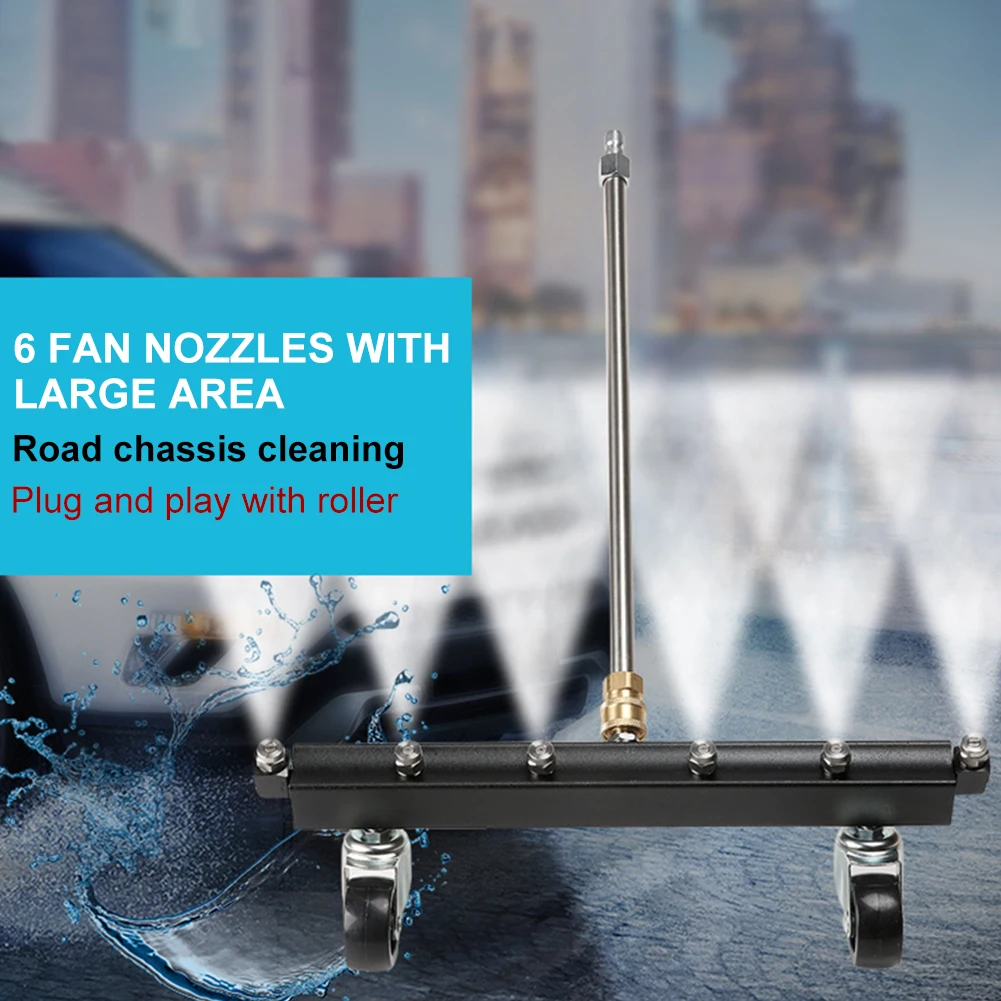 

2 Extension Wand Easy Install Driveways Quick Connect With Roll Wheels Pressure Washer Undercarriage Cleaner 6 Spray Nozzle